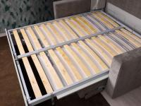 Double bed base with metal frame and wooden slats