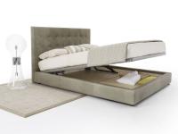 SuperCapitonné bed with built-in storage box and single lift-up mechanism