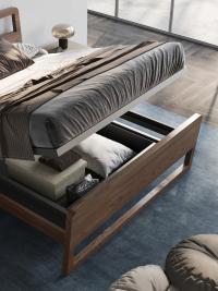 Minimal bed with a wooden structure Feeling, in the version with the storage container