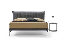 Upholstered bed with a padded quilted headboard and super slim 5 cm high bed frame, Felipe