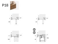 Schemes and measurements of the different feet for the bed-frame P18 - Freeport double bed