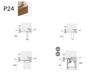 Schemes and measurements of the different feet for the bed-frame P24 - Freeport double bed