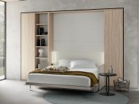 Full space-saving murphy bed - composition with bookcase and hinged wardrobe All-in