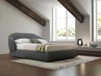 Storage bed with wrap-around headboard Kalin, covere in fabric Byron 601