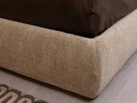 Detail of Lounge sommier bed-frame, available matching the upholstered wall panelling or in contrast