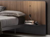 Lower part of the headboard in moka shine with slim bed-frame and high feet
