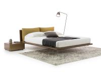 Ghibli slim double bed with high feet and soft headboard cushions