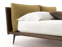 Slim headboard and bed-frame matched with two soft cushions