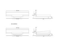 Overfly floating bed with wood-panelling - models and measurements