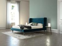 Velvet bed Bilbao with high headboard and lateral headrests