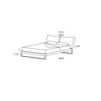 Virgo bed - standard double and king-size model measurements with cushion headboard