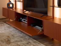 Heritage drop-down base and  TV stand in combination with the uprights and shelves of the Byron bookcase, a complete and functional product for your living room
