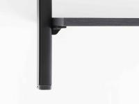 Detail of the shelf support bracket in melamine or lacquer, also adjustable along the full height of the uprights