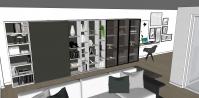  Living/Sittin Room 3D design - bookcase with left sliding door