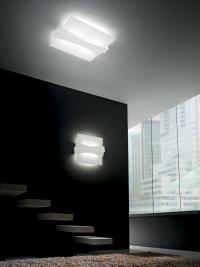 Zig Zag ceiling light with white metal diffuser and satin glass