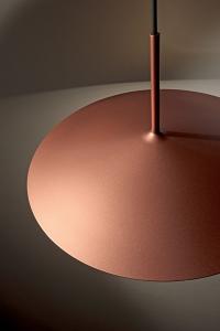 Close-up of the large Poe pendant lamp in copper metal