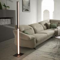 Tablet floor lamp in black painted metal with double rotatable LED