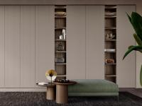 Lounge column wall unit with shelves, which can be used to interrupt entire closet walls by inserting an open compartment