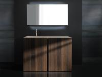 Etoile bathroom vanity cm 130,4 with 4 big drawers. Central recess grip opening