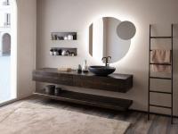 Glamour solid wood bathroom vanity in Black Fir-wood with countertop wash-basin