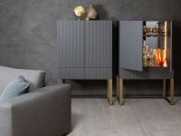 Oyster bar cabinet with graphite matte lacquered 10:10 fronts and champagne lacquered metal base
