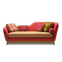 Jeremie Evo sofa bed in the model called Fashion in pink and green fabric with RAL lacquered base