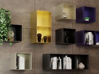Swan cube-shaped metal shelf, also in rectangular version with two or three compartments