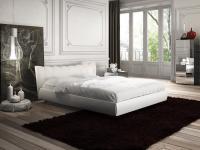 Amanda upholstered bed with low shaped headboard in the version with slim bed-frame