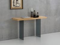 Nouvelle console table with wooden top and glass legs