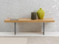 Nouvelle bench with wooden top and glass legs