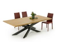 Connor bespoke table with crossed metal legs and wooden top