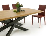 Connor table with oak wood top and manganese base