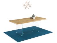 Nouvelle oak table with glass legs