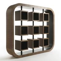 Abacus Canaletto walnut double-sided bookcase with nine cubes