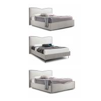 Margay bed in 3 versions; tall bed frame, bed frame with legs, and shaped footboard