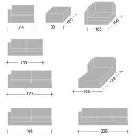 Kansas fabric sofa with skirt - available measurements