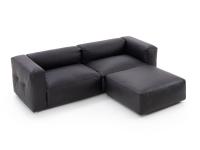Softly leather linear sofa with ottoman for "chaise longue" use