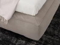 Close up of the upholstered bed frame with 45° seam