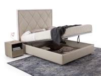 Olivier upholstered bed with quilted headboard and storage box with single lift mechanism