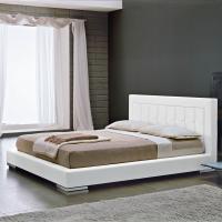 Arabesque upholstered bed with modern chromed stainless steel feet