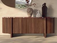 Dafne curved wooden sideboard with high-quality marble top