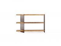 Low 3-shelf dividing bookcase Althea with smoked glass structure