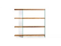 Althea 4-shelf bookcase in natural oak and clear glass frame