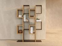 Briony freestanding centerpiece bookcase in natural hardwood and burnished metal