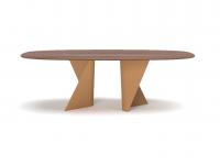 Birkey table with wooden top and outwardly curved legs
