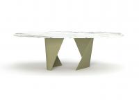 Birkey table with marble top and inward-curved legs