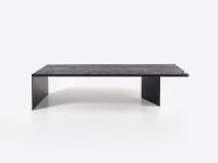 Florian table with black solid wood top and metal legs