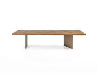 Iberis table with natural secular wood top and galvanised bronze metal legs