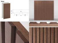 Lounge corner element for hinged wardrobes - Decoration "Plissé" with solid wood slats at 30°: mm 45 th.10