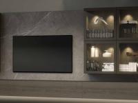 Wall panelling in Laminam stone ceramic with wall unit